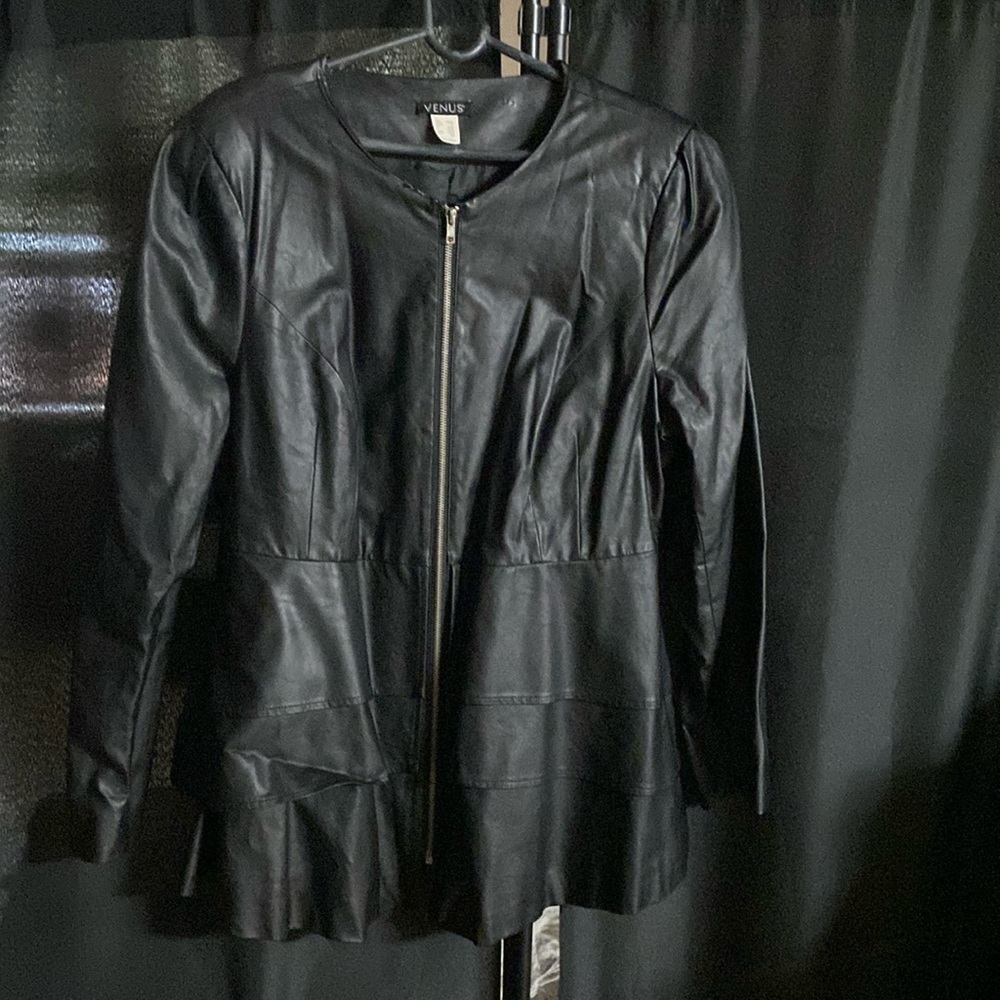 Vegan leather dress coat